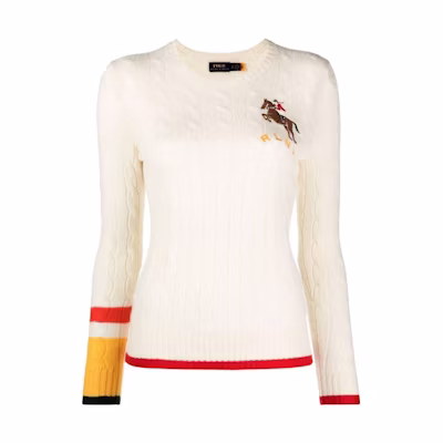 (Women) Polo Ralph Lauren Solid Embroidered Sweater White Women’s. 211872874-001