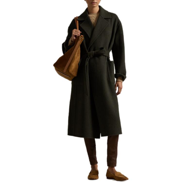 Lookbook (W) ポロラルフローレン ソリッドグリーン 長袖 ミドル丈 ベルト付きコート レディース WMPOOTWN2820285300