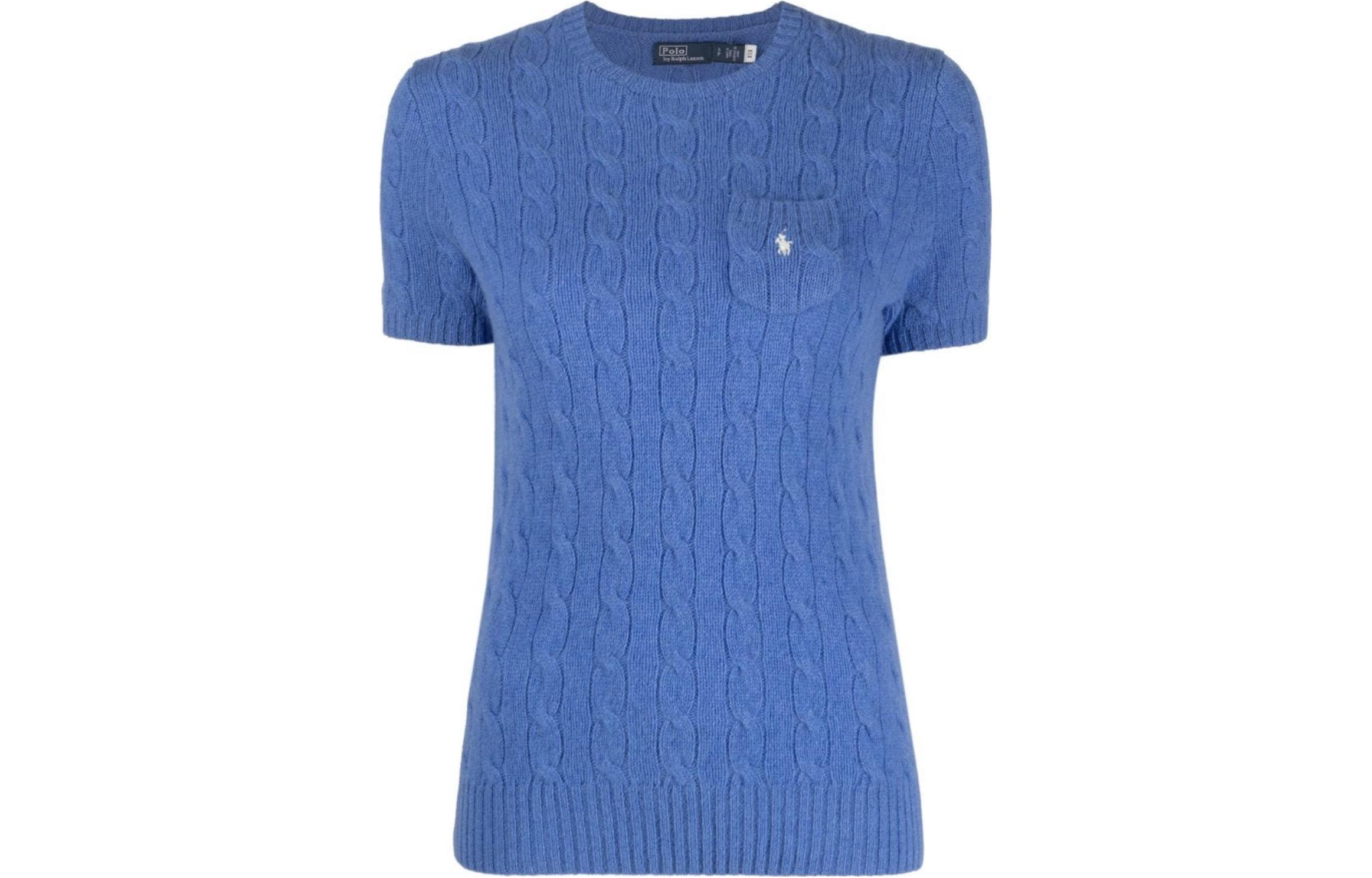 (Women) Polo Ralph Lauren Solid Logo Embroidered Crewneck Short Sleeve Sweater Women 211910423-003 圖 2