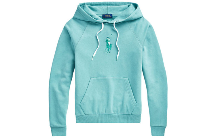 (Women) Polo Ralph Lauren Solid Logo Embroidered Hoodie Women’s Blue 211838143-007