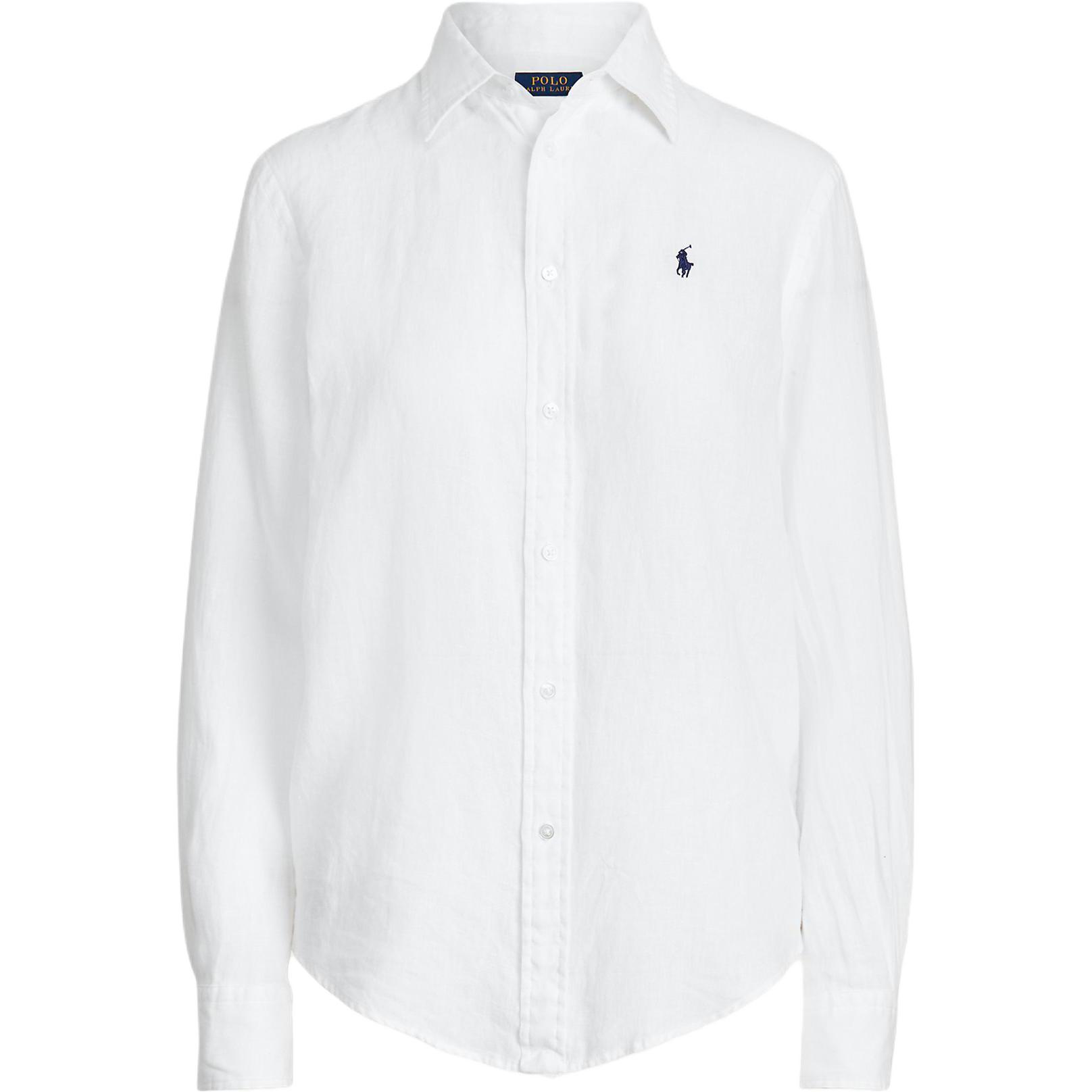 (Women) Polo Ralph Lauren Solid Logo Embroidered Long Sleeve Shirt Women. 211867454-004,211867454-029