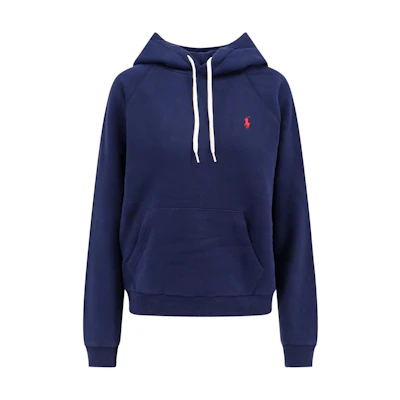 (Women) Polo Ralph Lauren Solid Logo Embroidered Navy Hoodie Pullover Women 211943007-002