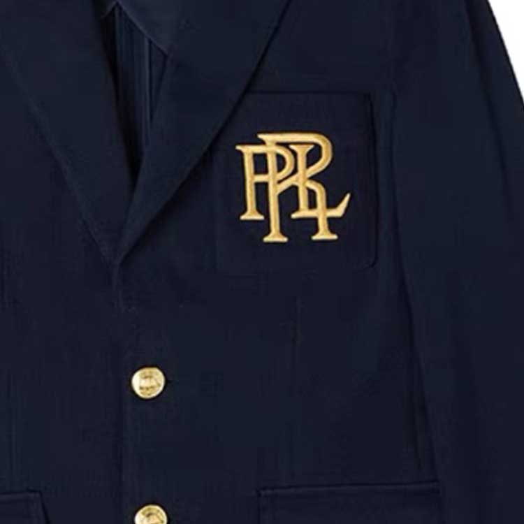 Shop (W) ポロラルフローレン ロゴ刺繍入り ネイビーブルーブレザージャケット 211857830-001