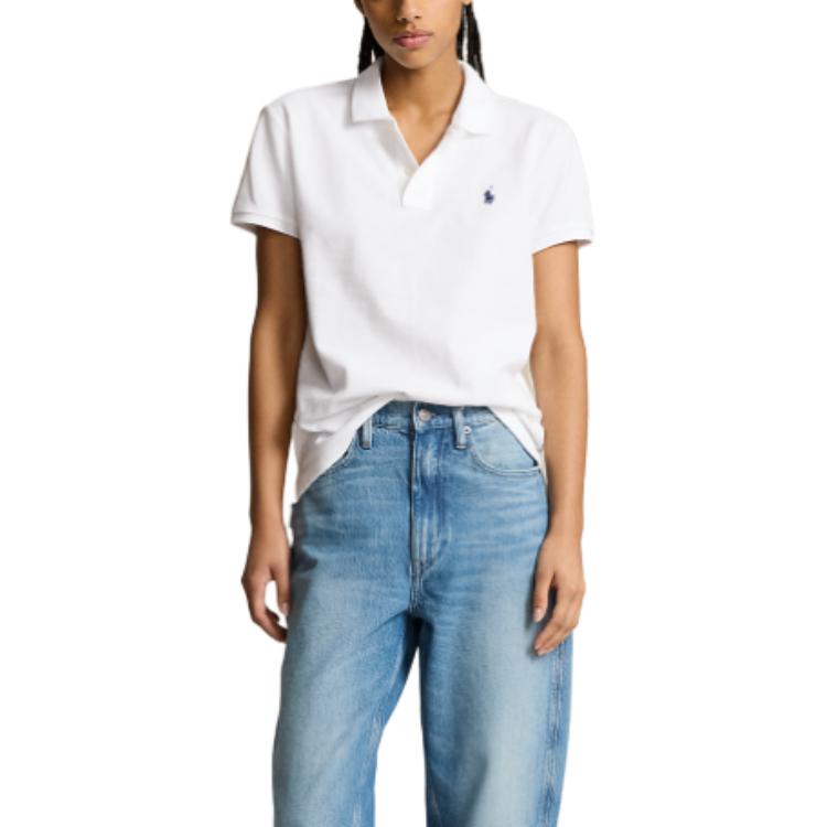(Women) Polo Ralph Lauren Solid Logo Embroidered Short Sleeve Polo White (Womens). WMPOKNINN820144-100 圖 3