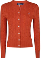 Order (W) Polo Ralph Lauren Cardigan Lengan Panjang Logo Rajut Solid Orange. 211891643-022
