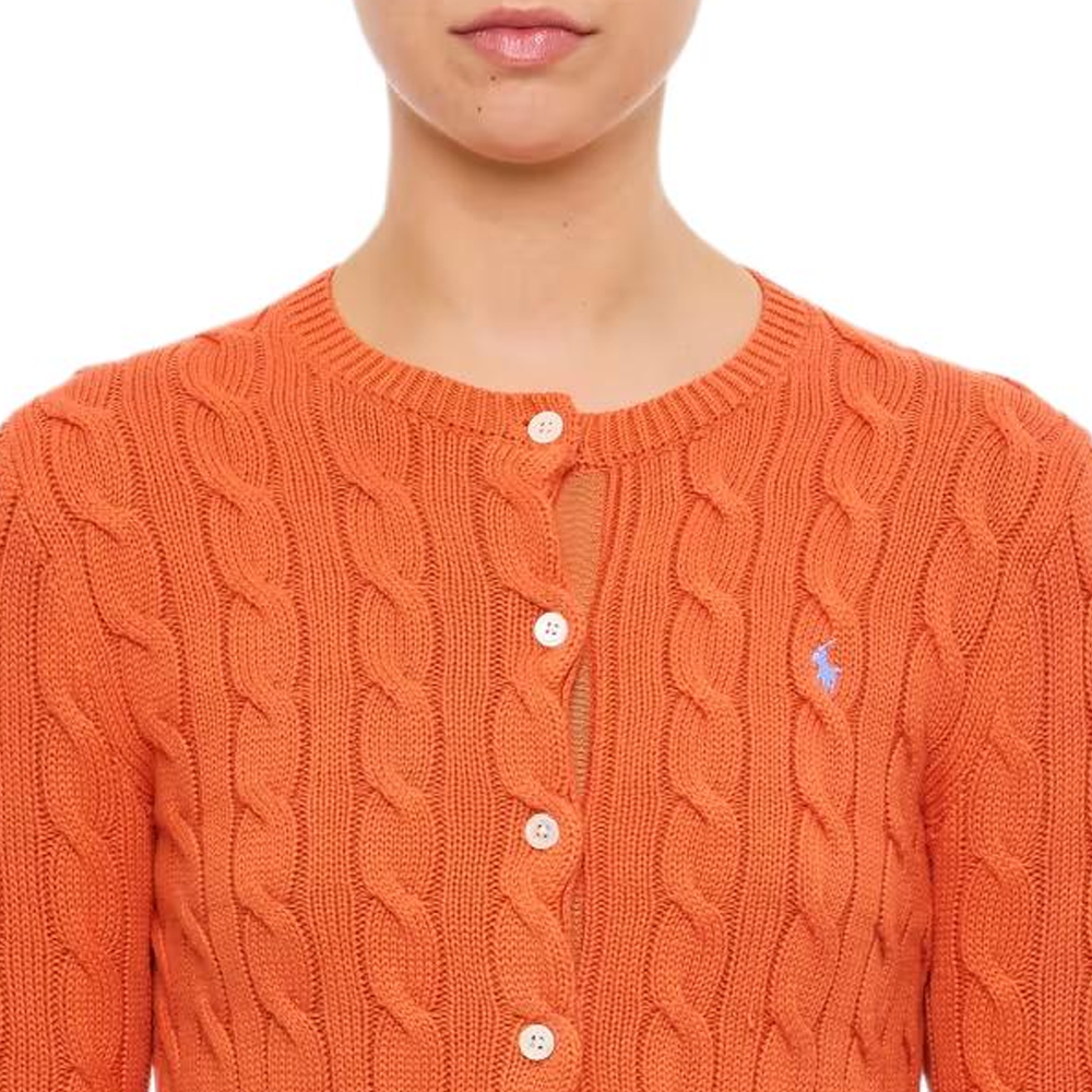 Cheap (W) ポロ ラルフローレン ロングスリーブ オレンジ ニット カーディガン ロゴ入り 211891643-022