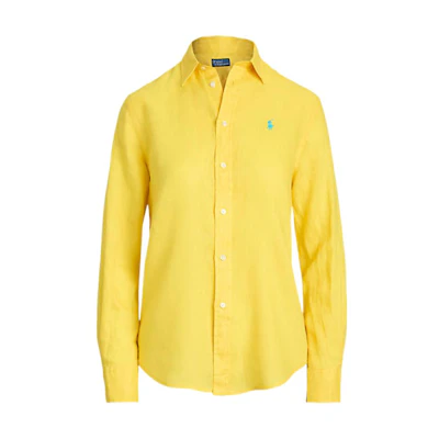 (Women) Polo Ralph Lauren Solid Logo Long Sleeve Shirt Women’s Yellow 211970730008