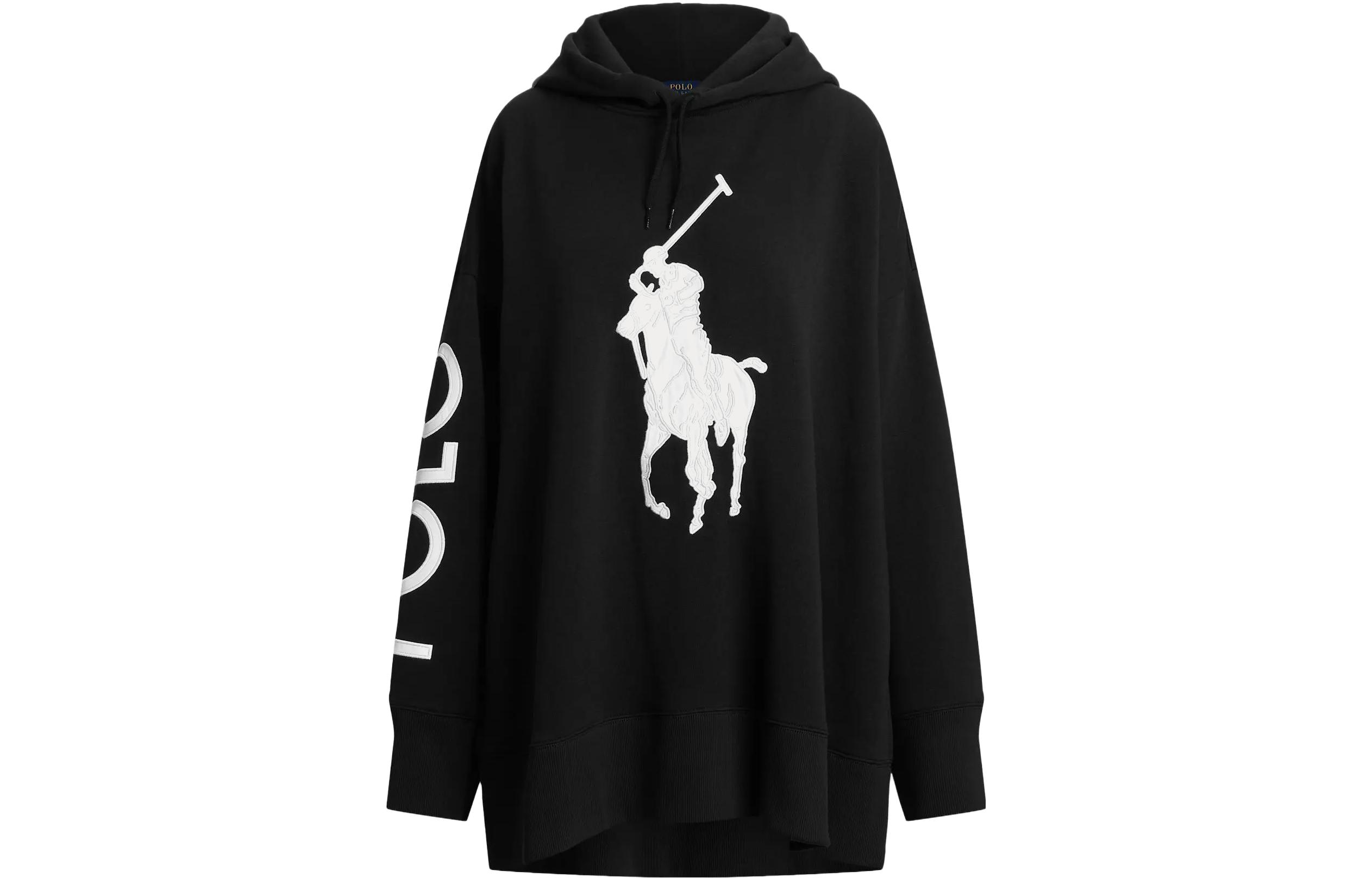(Women) Polo Ralph Lauren Solid Logo Pullover Hoodie Black 211886891-001