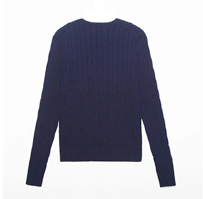 (W) 폴로 랄프 로렌 솔리드 로고 V넥 니트 스웨터 네이비 블루. 211570011-011 Lookbook (W) 폴로 랄프 로렌 솔리드 로고 V넥 니트 스웨터 네이비 블루. 211570011-011