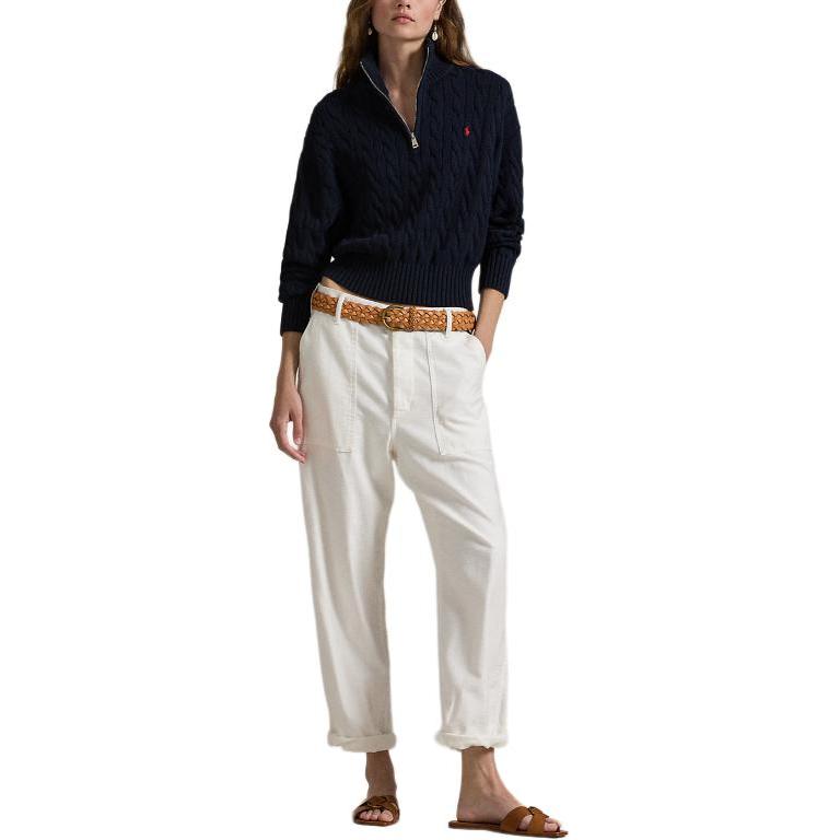 (Women) Polo Ralph Lauren Solid Oversized Long-Sleeve Knit Polo Shirt Navy - 211963467002 圖 3