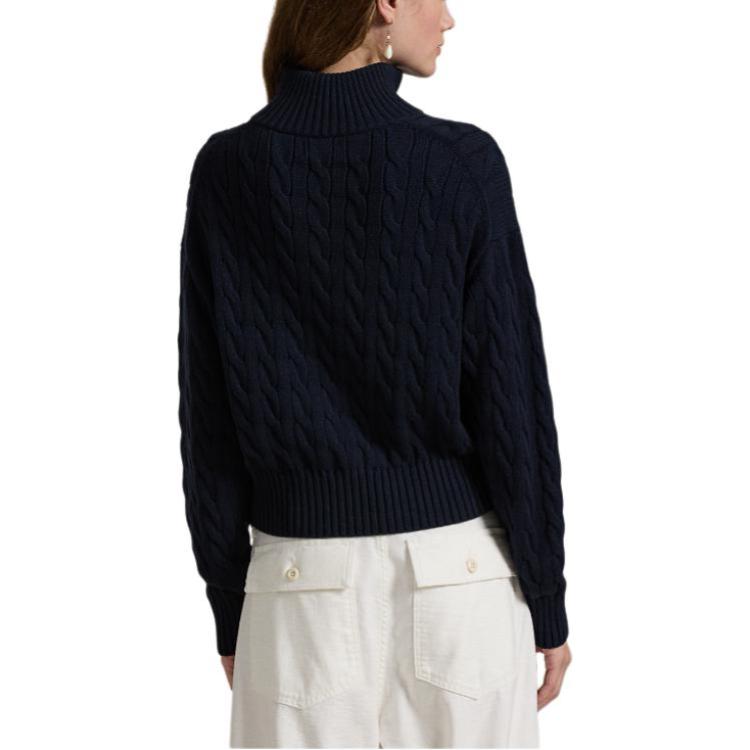 (Women) Polo Ralph Lauren Solid Oversized Long-Sleeve Knit Polo Shirt Navy - 211963467002 圖 5