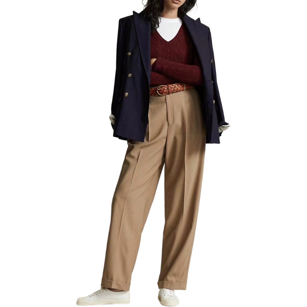 (Women) Polo Ralph Lauren Solid V-Neck Cable Knit Sweater  Burgundy. 211910422-009 圖 4