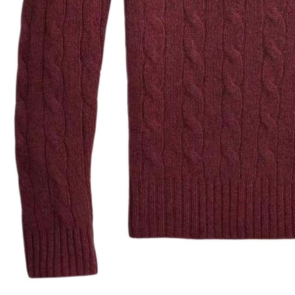 (Women) Polo Ralph Lauren Solid V-Neck Cable Knit Sweater  Burgundy. 211910422-009 圖 7