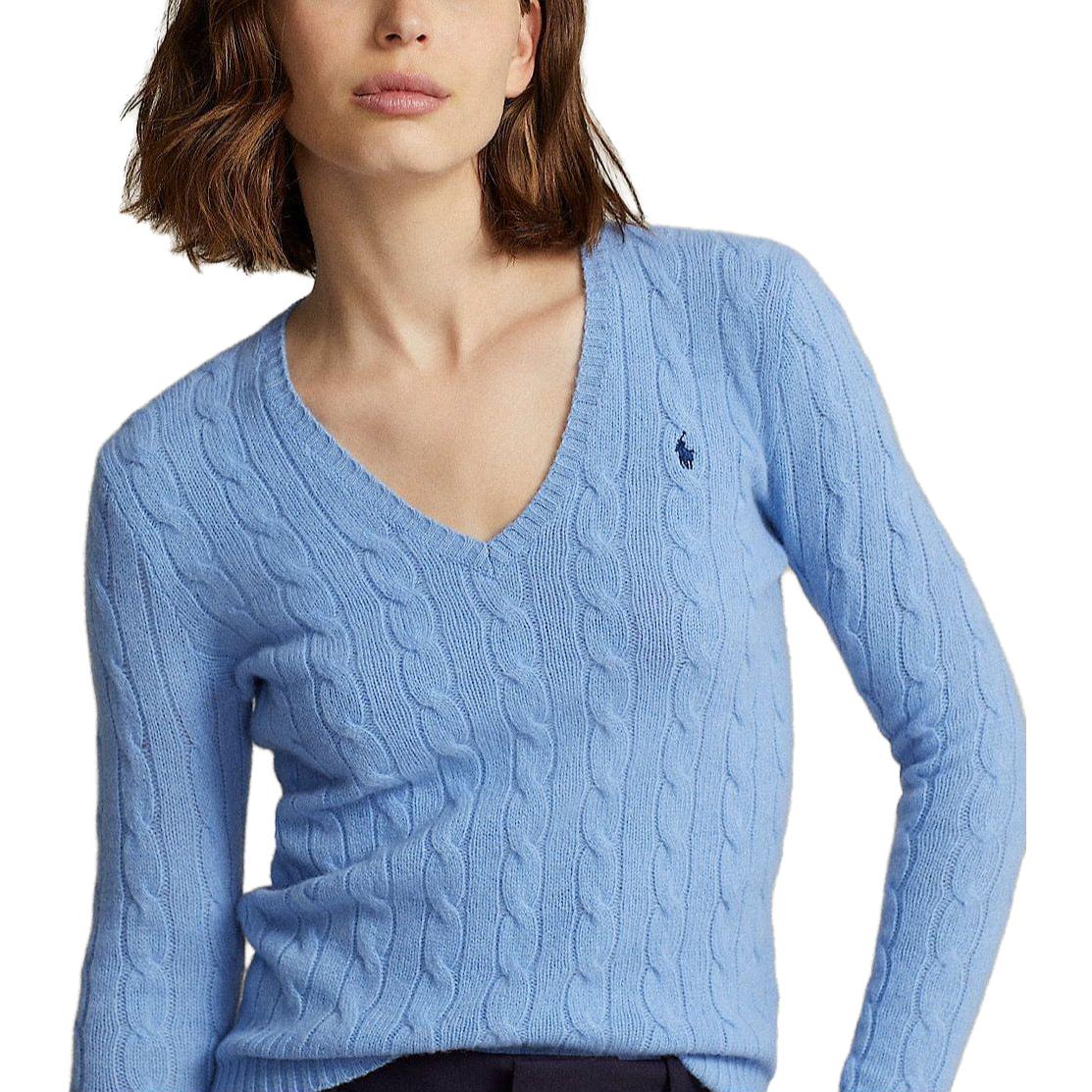 Purchase (W) Polo Ralph Lauren 女士蓝色纯色V领针织毛衣 211910422-004