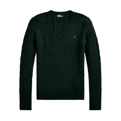(Women) Polo Ralph Lauren Solid V-Neck Long Sleeve Sweater Women’s Green. 211910422-010