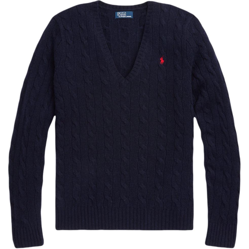 (Women) Polo Ralph Lauren Solid V-Neck Pullover Knit Sweater Women Deep Navy 211910422-003