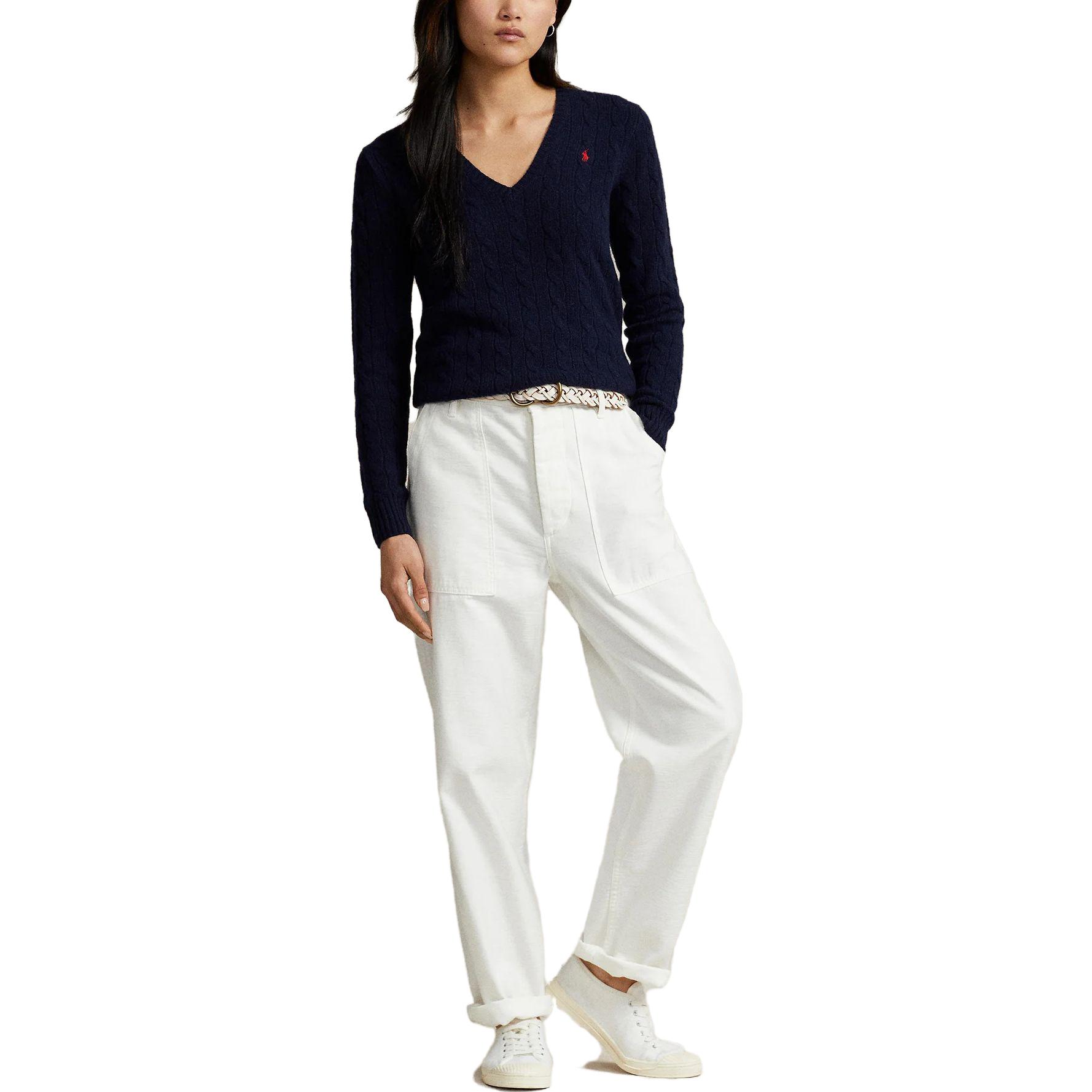 (Women) Polo Ralph Lauren Solid V-Neck Pullover Knit Sweater Women Deep Navy 211910422-003 圖 4