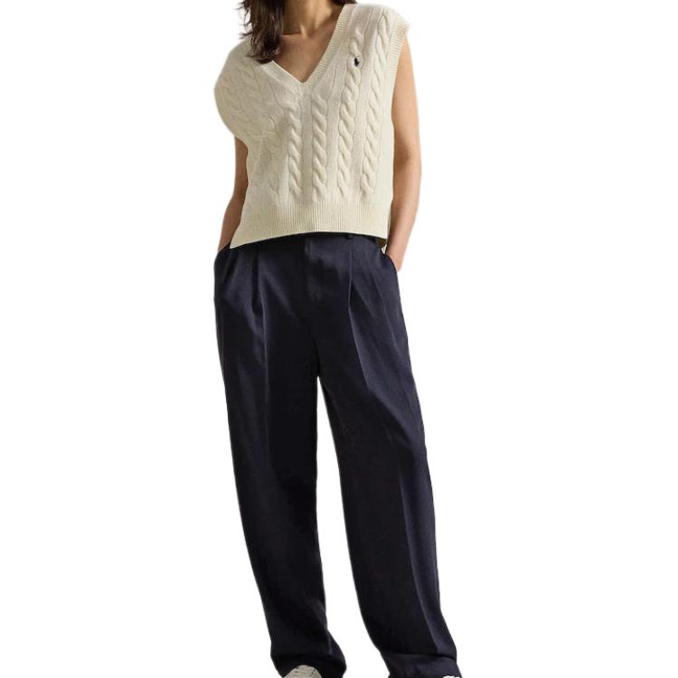 Lookbook (W) Polo Ralph Lauren V-Neck Tanpa Lengan Beige (Wanita). 211949994-002