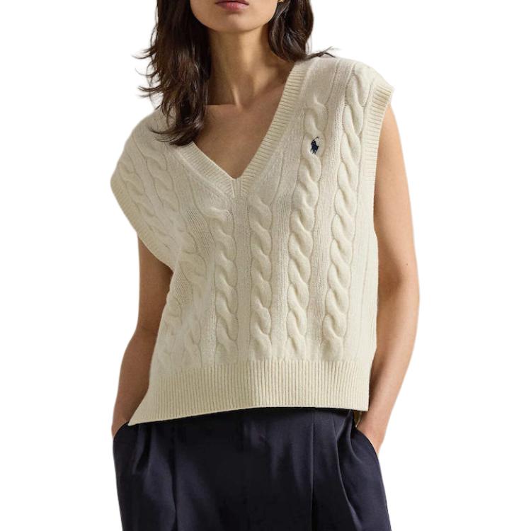 Shop (W) Polo Ralph Lauren V-Neck Tanpa Lengan Beige (Wanita). 211949994-002