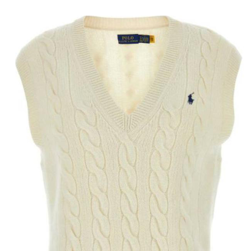 Sizing (W) Polo Ralph Lauren V-Neck Tanpa Lengan Beige (Wanita). 211949994-002