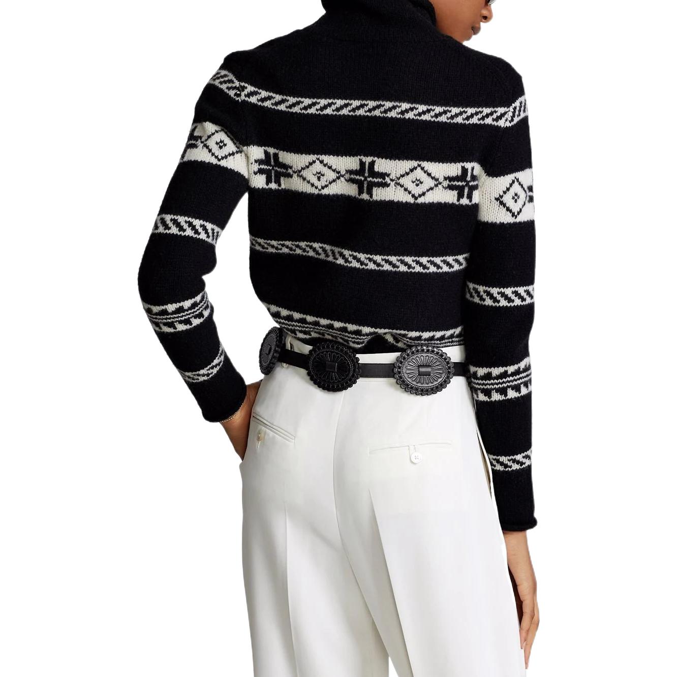 (Women) Polo Ralph Lauren SS22  Black Geometric Colorblock Wool Sweater. 211815149-001 圖 4