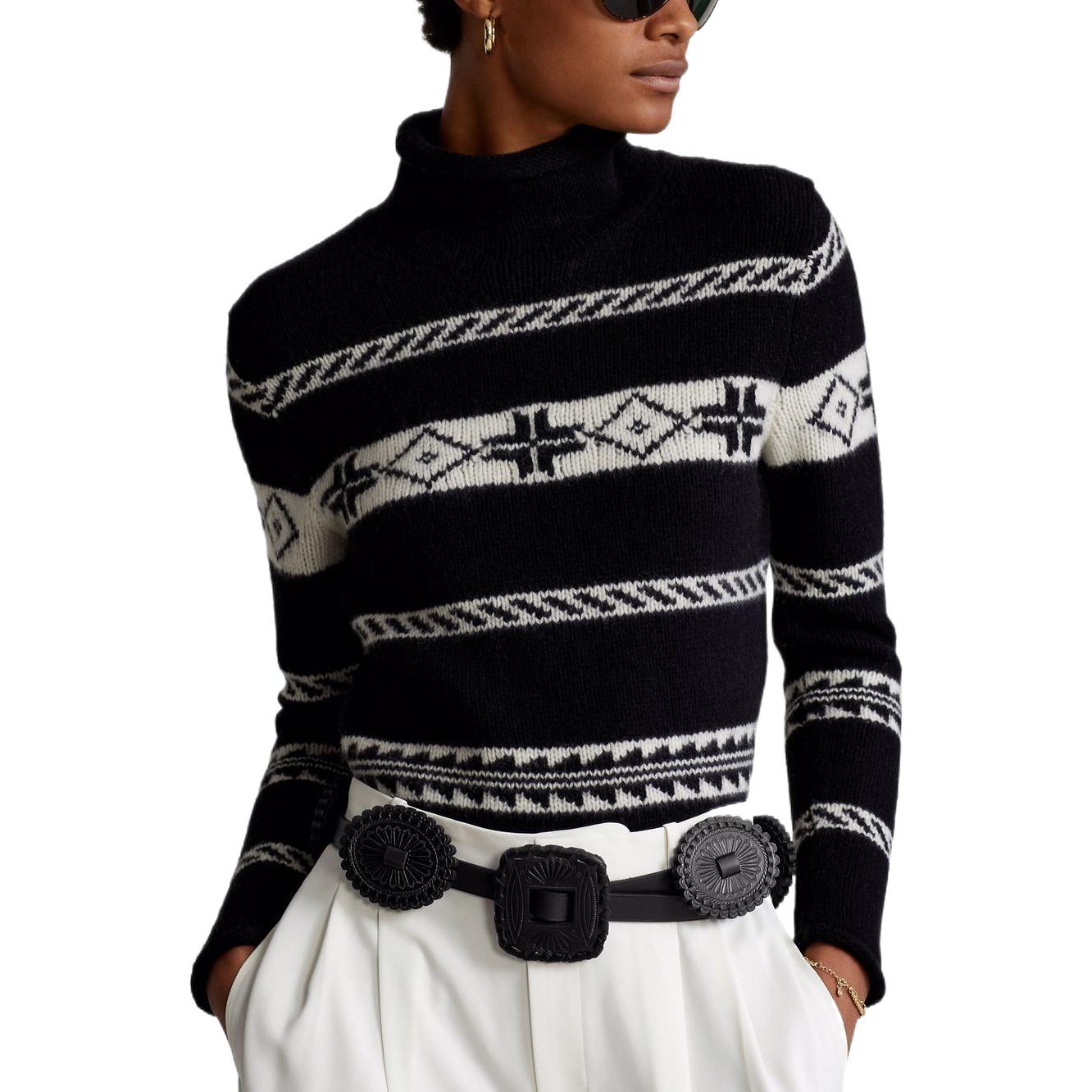 (Women) Polo Ralph Lauren SS22  Black Geometric Colorblock Wool Sweater. 211815149-001 圖 5