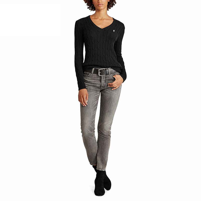 (Women) Polo Ralph Lauren SS22  Black V-Neck Cable Knit Pullover Sweater. WMPOSWEN6810096-B10 圖 4