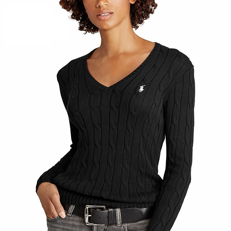 (Women) Polo Ralph Lauren SS22  Black V-Neck Cable Knit Pullover Sweater. WMPOSWEN6810096-B10 圖 5