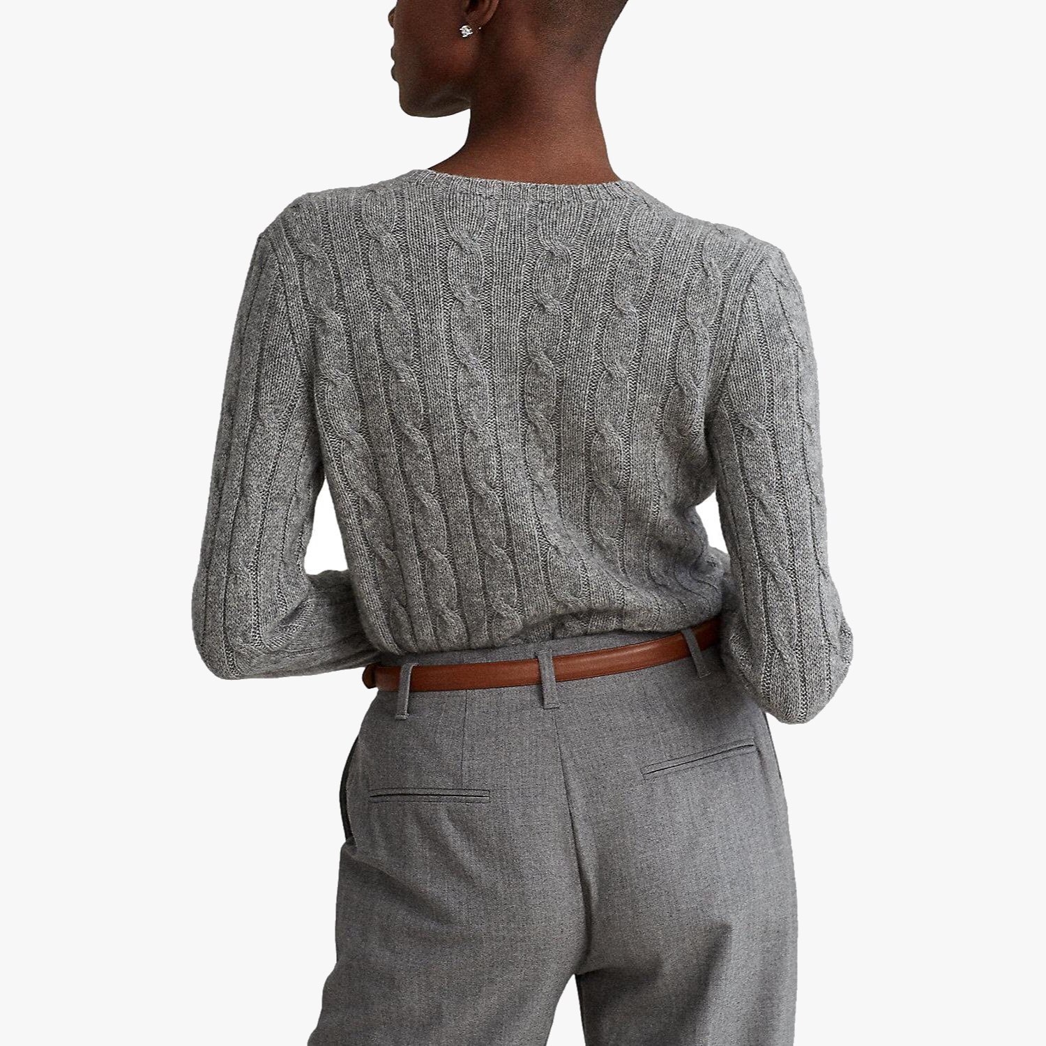 (Women) Polo Ralph Lauren SS22  Grey Cable Knit Sweater with Embroidered Logo 211570012-013 圖 5