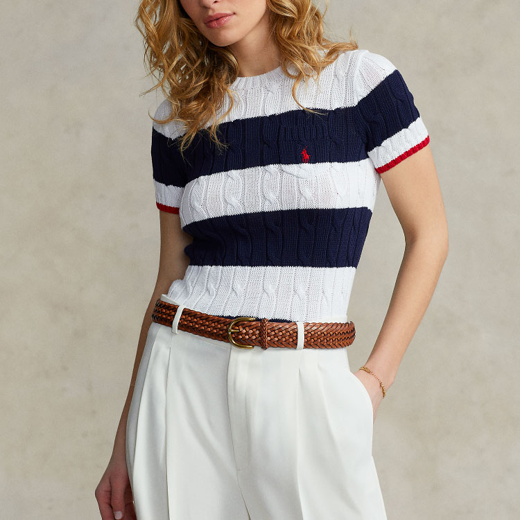 (Women) Polo Ralph Lauren SS22  Multicolor Striped Cable Knit Short Sleeve Sweater. WMPOSWENC020391 圖 3