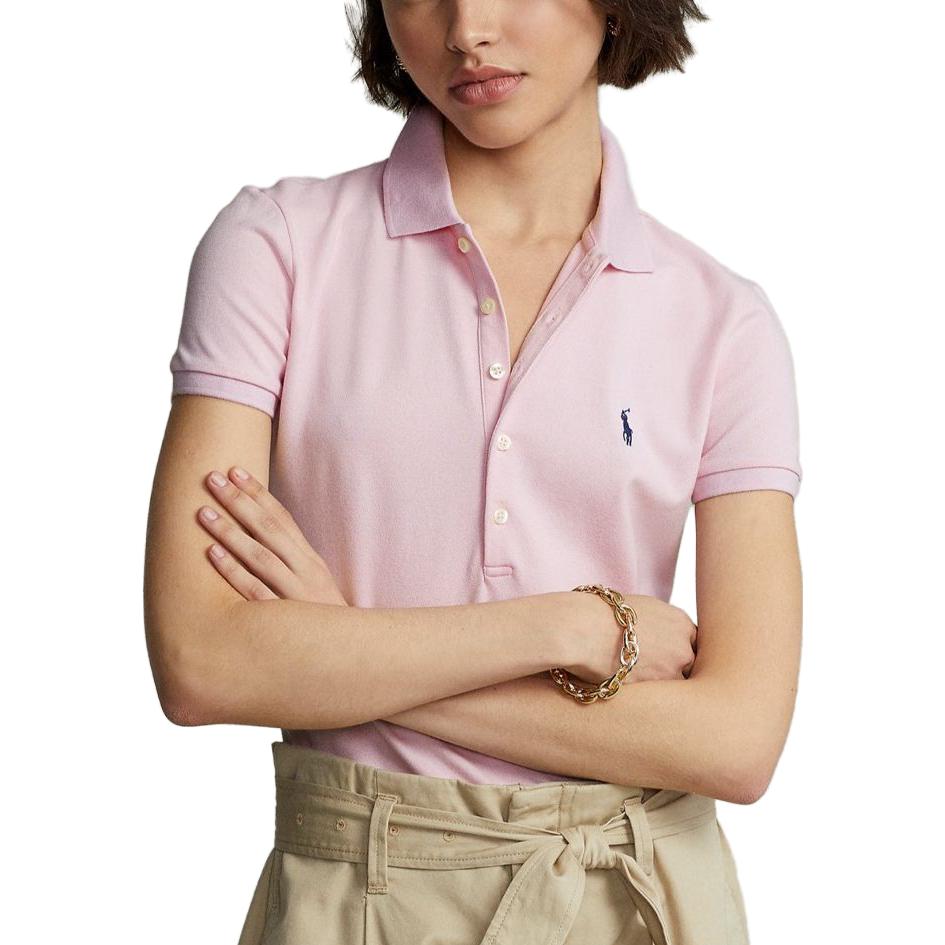 Shop (W) Polo Ralph Lauren SS22 Camisa Polo Rosa Casual de un Solo Botón. 211870245-003