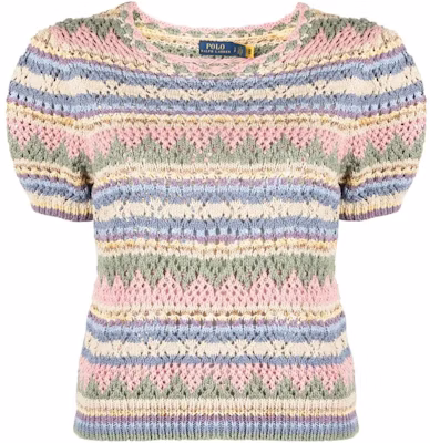 (Women) Polo Ralph Lauren SS22 Striped Mesh Knit Short Sleeve Shirt Pink. 211872825-001 Order (Women) Polo Ralph Lauren SS22 Striped Mesh Knit Short Sleeve Shirt Pink. 211872825-001