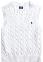 (Women) Polo Ralph Lauren SS22 White Cable Knit Sleeveless Sweater with Logo. WMPOSWENC020376 (Women) Polo Ralph Lauren SS22 White Cable Knit Sleeveless Sweater with Logo. WMPOSWENC020376