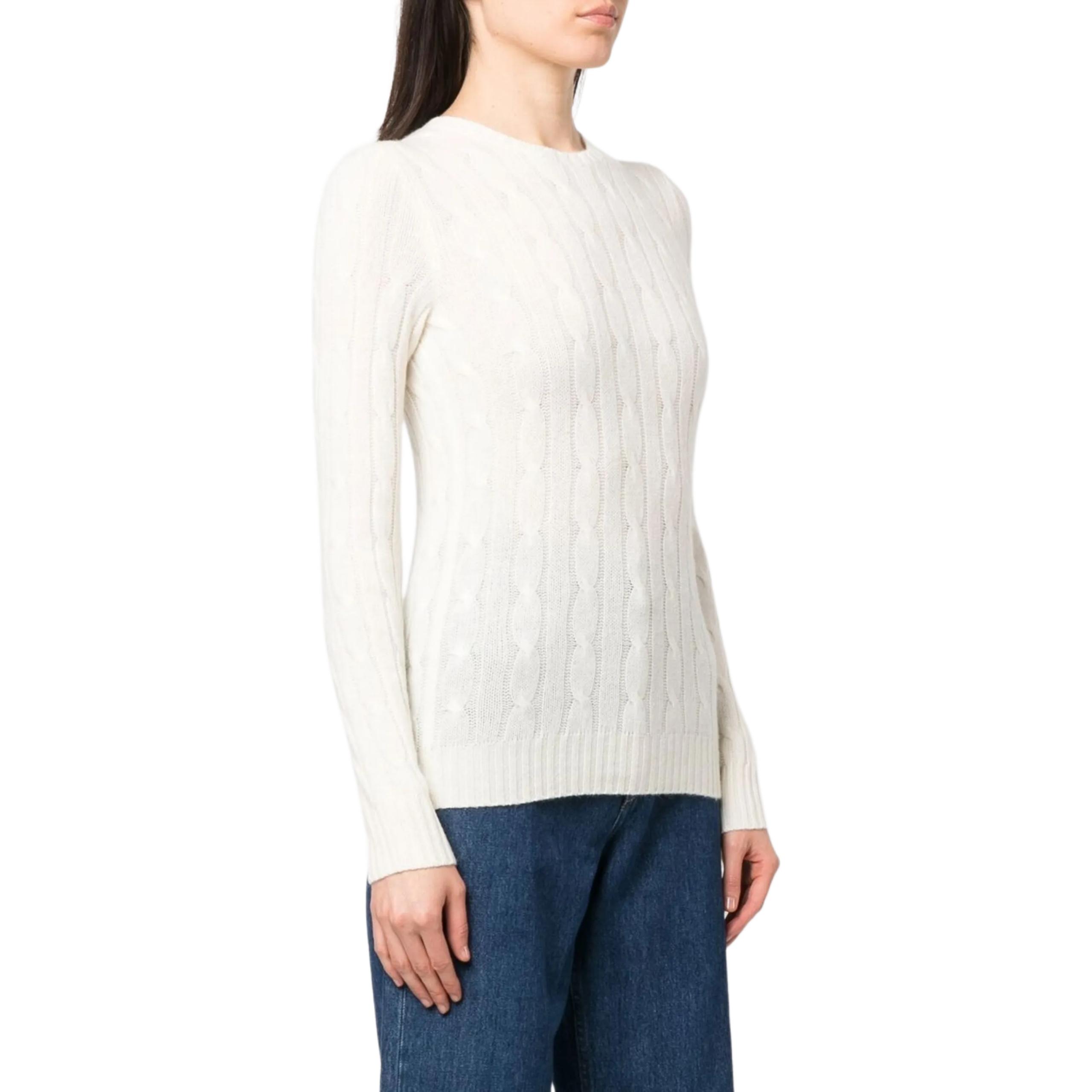 (Women) Polo Ralph Lauren SS22  White Chunky Knit Cashmere Sweater. 211880516-002