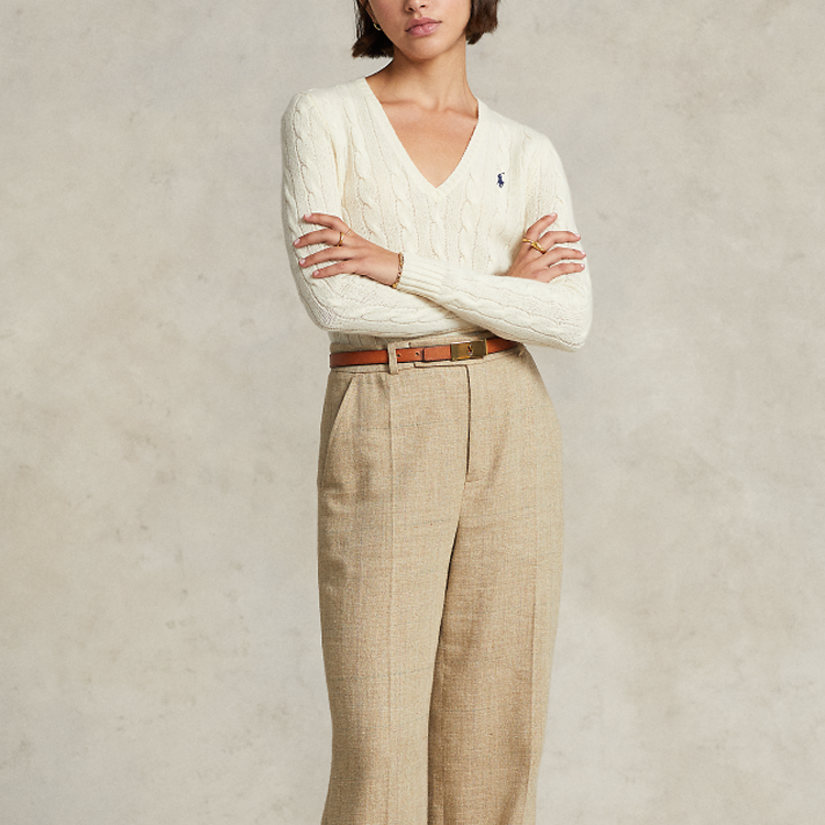 (Women) Polo Ralph Lauren SS22  White V-Neck Wool Knit Sweater with Logo Embroidery. WMPOSWENC020427-100 圖 3