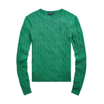(Women) Polo Ralph Lauren SS22 Cable Knit Cotton Sweater Women’s Green WMPOSWENC020313