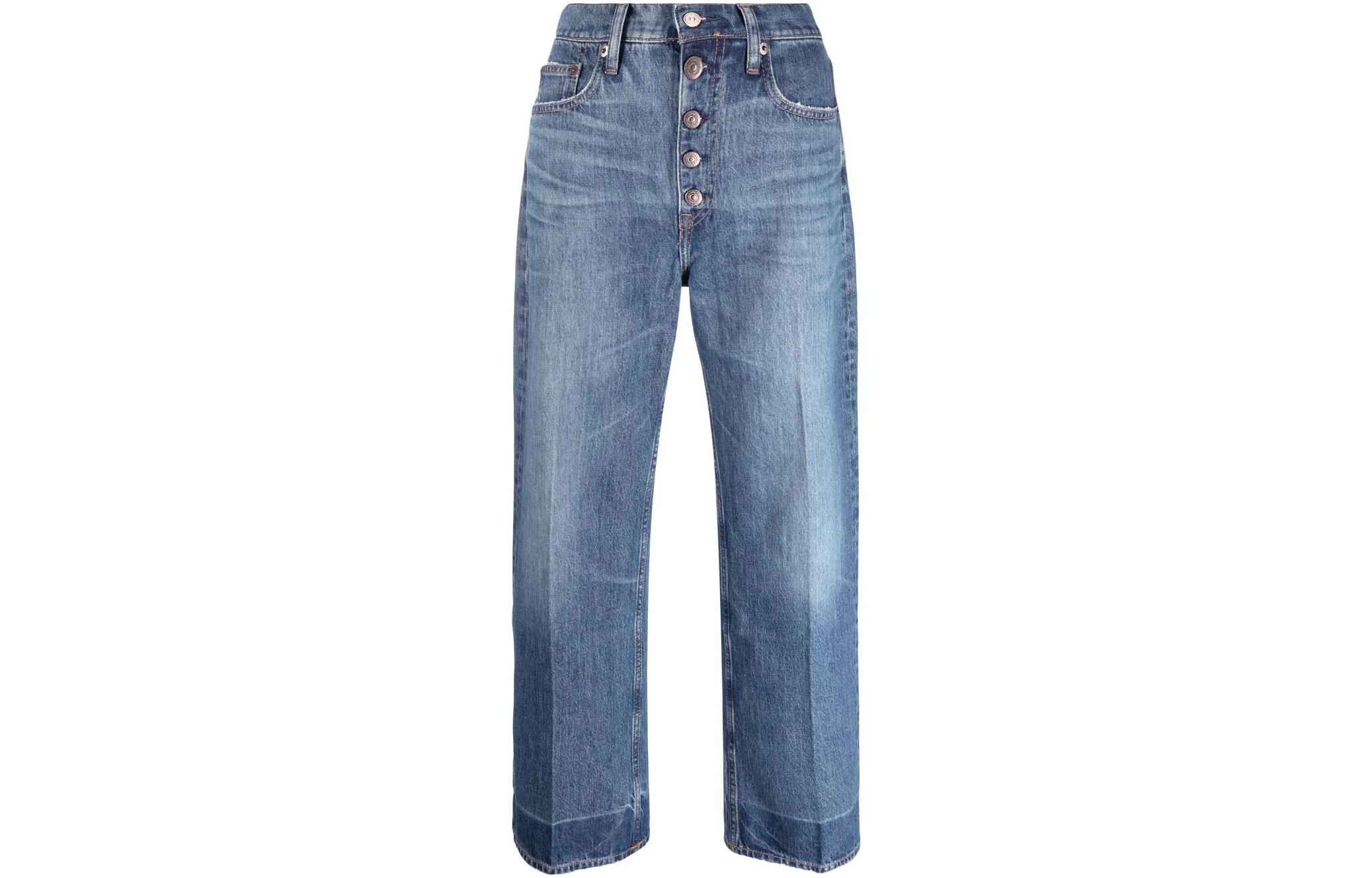 (Women) Polo Ralph Lauren SS22 Distressed Wide-Leg Cropped Jeans  Blue. 211872483-001