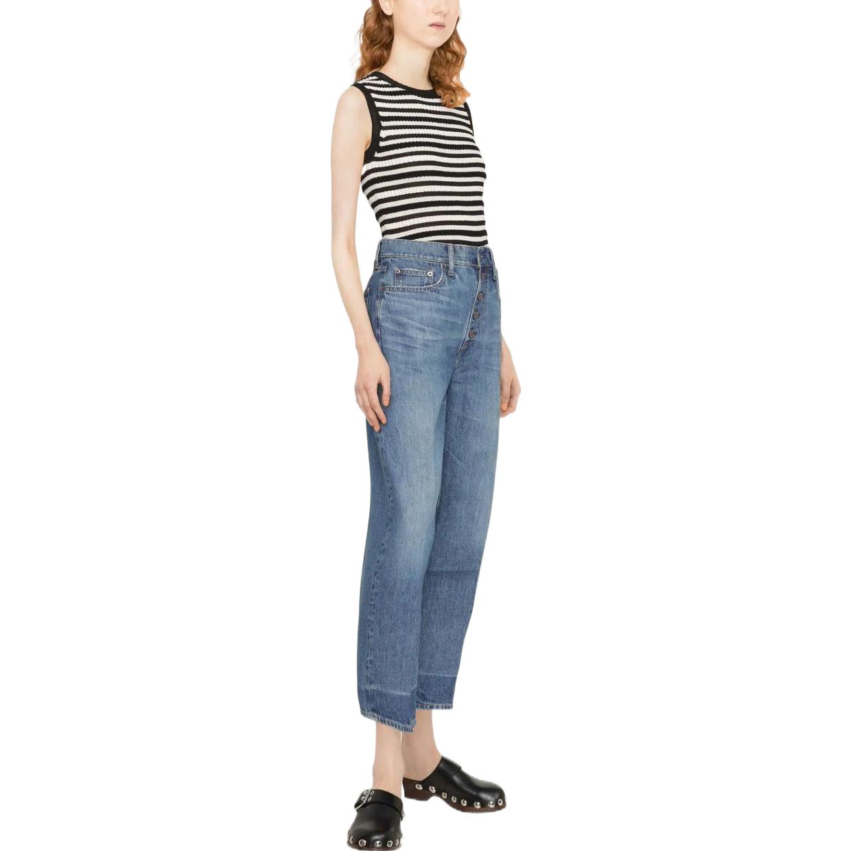 Purchase (W) 폴로 랄프 로렌 SS22 디스트레스드 와이드 레그 크롭 진 블루. 211872483-001