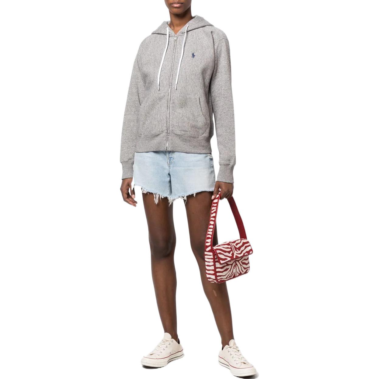 (Women) Polo Ralph Lauren SS22 Grey Zip-Up Hoodie with Logo Embroidery 211794396-004 圖 3