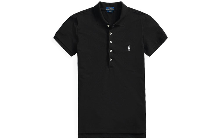 (Women) Polo Ralph Lauren SS22 Slim Fit Stretch Short Sleeve Polo Shirt Women Black WMPOKNINCU20251-001
