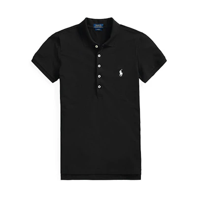 (Women) Polo Ralph Lauren SS22 Slim Fit Stretch Short Sleeve Polo Shirt Women Black WMPOKNINCU20251-001