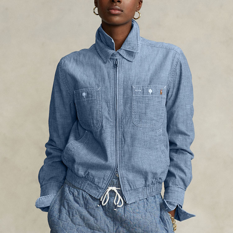 (Women) Polo Ralph Lauren SS22 Solid Color Zip Long Sleeve Windbreaker Women Blue WMPOOTWN5A20030-450 圖 4