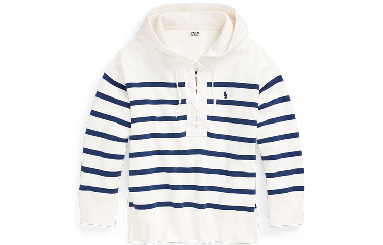 (Women) Polo Ralph Lauren SS22 Striped Oversized Lace-Up Hoodie Multicolor WMPOKNINFB20281-101 圖 2