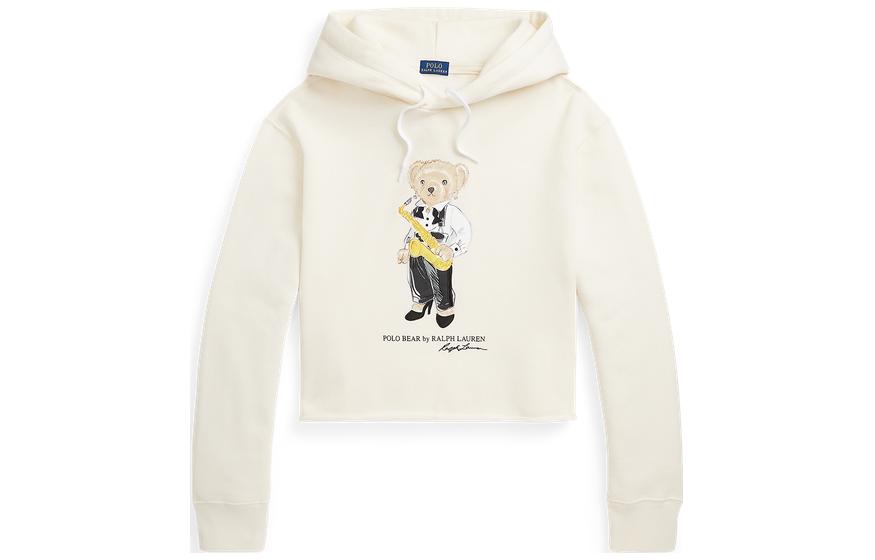 (Women) Polo Ralph Lauren SS22 White Hoodie with Bear Logo Print - Oversized Fit WMPOKNINFB20309-101