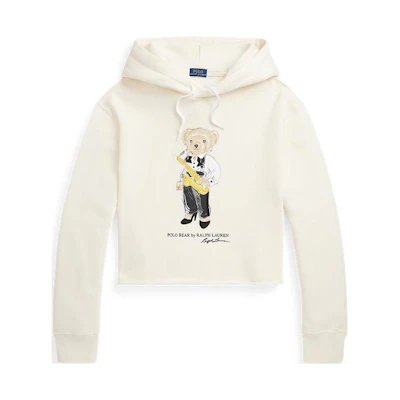 (Women) Polo Ralph Lauren SS22 White Hoodie with Bear Logo Print - Oversized Fit WMPOKNINFB20309-101