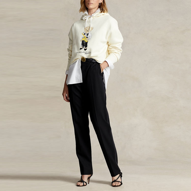 (Women) Polo Ralph Lauren SS22 White Hoodie with Bear Logo Print - Oversized Fit WMPOKNINFB20309-101 圖 3