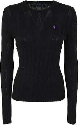 (W) Polo Ralph Lauren SS23 Sweater Hitam Chunky Rajut dengan Bordir. 211891640-011 Order (W) Polo Ralph Lauren SS23 Sweater Hitam Chunky Rajut dengan Bordir. 211891640-011