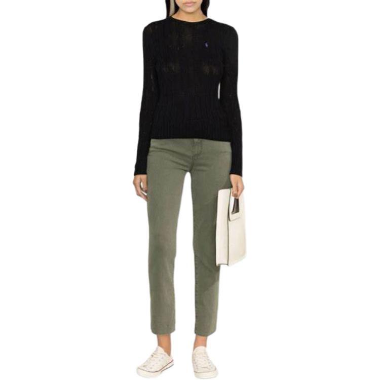 Shop (W) Polo Ralph Lauren SS23 Sweater Hitam Chunky Rajut dengan Bordir. 211891640-011