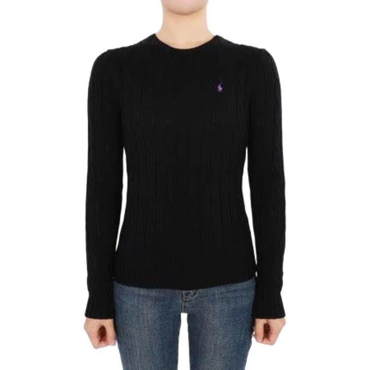 Purchase (W) Polo Ralph Lauren SS23 Sweater Hitam Chunky Rajut dengan Bordir. 211891640-011