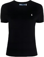 (Women) Polo Ralph Lauren SS23 Black Crewneck T-Shirt with Logo Embroidery. 211891673-006 (Women) Polo Ralph Lauren SS23 Black Crewneck T-Shirt with Logo Embroidery. 211891673-006